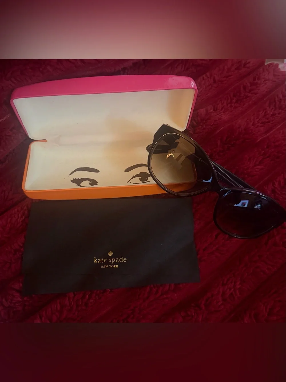 ♠️ Kate Spade Black Cat-Eye Women's Sunglasses with Gradient Lenses